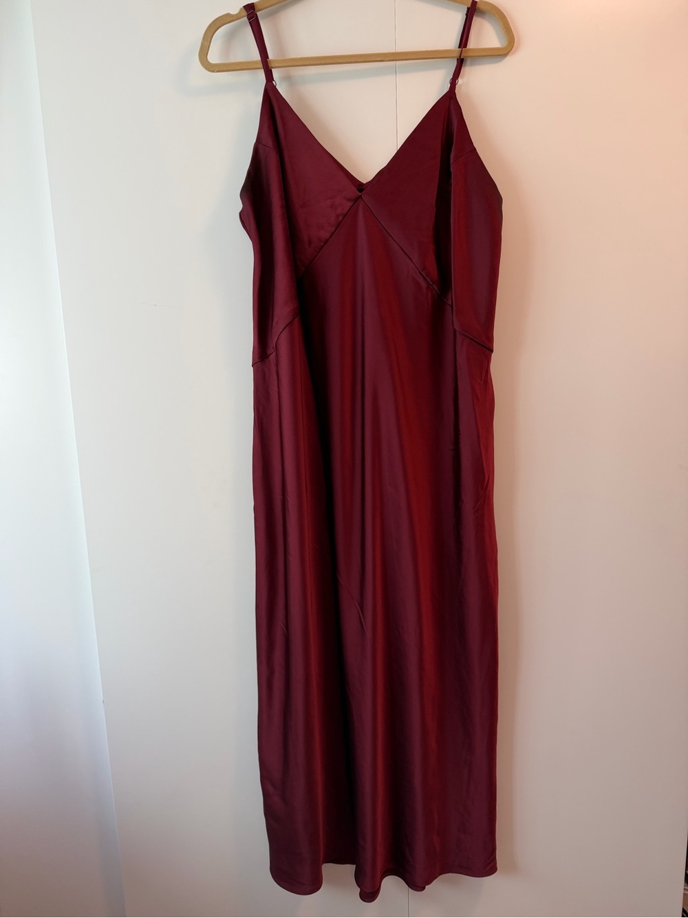 a new day Burgundy Satin Slip Maxi Dress